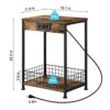 smusei Nightstands Set of 2 Bedroom Small End Tables with Charging Station for Small Spaces 2 Tier Farmhouse Night Stands Bedside Tables with Sto
