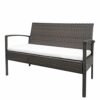 2pcs Arm Chairs 1pc Love Seat  Tempered Glass Coffee Table Rattan Sofa Set Brown Gradient