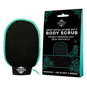 Dermasuri Deep Exfoliating Mitt Body Scrub for Soft Skin  Exfoliating Glove  Skin Cleanser  Part of the Best Skincare Kit for Women  Men  Cleanse
