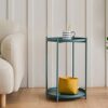 NXYJD Sofa Side Table Living Room Iron Corner Table Bedside Small Round Table Color  Blue