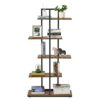 Meerveil Bookshelf, 5-Tier Floor Standing Bookcase, Asymmetrical Staggered Display Shelf, Plant Shelf, Industrial Style, for Living Room, Bedroom
