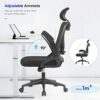 YONISEE Office Chair - Ergonomic Desk Chair with Adjustable Lumbar Support,Flip-up Armrest & Headrest, Comfy Seat Cushion Swivel Computer High Ba