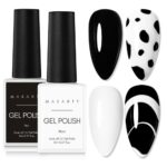 Makartt Black White Nail Gel Polish Kit 2 Pcs Black White Colors Gel Polish Noir  Blanc Set Soak Off LED Nail Gel Polish Nail Art Manicure Salon