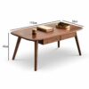 HZF Square Solid Wood Coffee Table Black Walnut Tea Table Modern Minimalist End Table Small Apartment Living Room Sofa Table