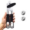 Navani Stainless Steel Can Opener Manual That Work Comes with 2 Additional Smooth Edge Tin Opener Replacement Blades and Also an Ergonomically Ja