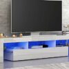 Panana High Gloss Front LED TV Stand Cabinet Unit 200cm Width Modern TV Desk with Storage Drawer for Entertainment Living Room Furniture All Blac
