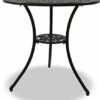 Homeology POSITANO Garden  Patio Table  2 Large Chairs with Armrests Cast Aluminium Bistro Set  Black
