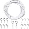 D.A.Y. Republic 4 Meter Curtain Wire Cord with 8 Pairs of Hooks & Eyes, Multi-Purpose Voile Wire Cable, Cut to Size, Perfect for Hanging up Net C