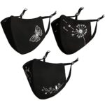 MASQ by QOne 4 Layer Reusable Washable Cotton Cloth Face Mask Combo for Women Girls with Ear Loops Lanyard Black