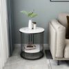 HQBL Minimalist Modern Faux Marble Round Coffee Table2Tier Sofa Side Table for Living Room Household EssentialsUnique Iron Frame Storage Shelf