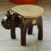 Indian Handmade Beautiful Wooden Elephant Shape Decorative Table Footstool Wooden Elephant Table for Home Decor Room Decor and Gift