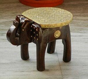 Indian Handmade Beautiful Wooden Elephant Shape Decorative Table Footstool Wooden Elephant Table for Home Decor Room Decor and Gift