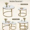 HEYZOEY Round Coffee Tables, Removable Set of 2 End Table, Nesting Tables with Gold Metal Frame Legs and Marble White Top for Living Room, Bedroo