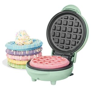 Giles & Posner EK4214GSGR Pastel Mini Waffle Iron/Maker, 550W, Non-Stick Plates, Belgian & American Waffle Maker/Machine, 11.5cm Plate for Sweet