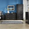 Home Source Chest of Drawers Black Bedroom Furniture 5 Drawer Silver Handles Metal Runners
