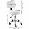 KKTONER Round Rolling Stool with Back PU Leather Height Adjustable Swivel Drafting Work SPA Salon Stools Chair with Wheels (White)