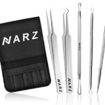 NARZ 5 Pcs Blackhead Remover Tool Kit for Professionals Stainless Steel Pimple Popper MultiUse Skin Care Tool Set for Acne Treatment Blackheads W