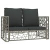 DLOETT 2 Piece Garden Sofa Set with Cushions Synthetic Rattan Garden Furniture Set Gray