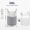Cotton Rope Laundry Basket, Viwril Large Woven Laundry Storage Basket Dirty Clothes Hamper Tall Woven Baby Nursery Organiser with Handle for Diap