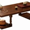 HIZLJJ Retro Coffee Table Mid Century Modern TV Stand with Storage Shelf for Living Room Vintage Coffee Table TV Table Sofa Table Easy Assembly W