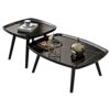 JKGHK Nesting Table Rectangle Set Of 2Creative Wood Nesting Coffee TableSofa Side End Tableswith Adjustable Foot Padfor Living Room Bedroom Balco