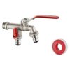 Ibergrif M22203 Double Garden Tap with Connector, G1/2 Inch Inlet and Two G3/4 Inch Outlet Outside Taps, Antifreeze -10 ℃, High Temperature Resis