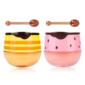 KYDA HoneyStrawberry Bee Balm Lip Mask Set Propolis Moisturizing Lip Mask for DayNight Lip Care Lighten Dark Lip Color Reduce Lip LinesWrinkle Li