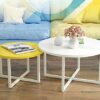 CJXin Living Room Coffee Table Wooden Stable Round Table Sofa Side Table The Mall Corridor Negotiating Table Single Layer Coffee Table Save Space