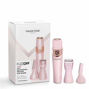 Magnitone FuzzOff 3in1 Rechargeable Ladies Precision Hair Trimmer Depilator for Face Jawline Upper Lip Eyebrows Body Underarm and Bikini Line  Pi