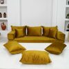Gold Velvet Fabric Floor Seating Sectional Sofa Velvet Floor Sofa Meditation Sofa Arabic Floor Sofa Set Floor Couches Sofa Full Set 4 Thickness S