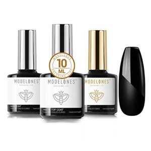 Modelones Matte Gel Top Coat With Base Top Coat Gel Nail Polish No Wipe Top Coat LED Nail Lamp Needed Soak Off Varnish 3x10ml High Gloss Shiny an