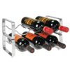 mDesign Set of 2 Wine Rack – Stackable Metal Wine Shelf for up to 3 Bottles – Convenient Shelf for Wine Bottles and More – Bronze