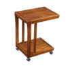 Mu Household Coffee Table Side Table in Modern Natural Wood End Table Side Table Coffeetable with Rolling Castors for Living Room Bedroom Balcony