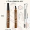 Microblading Eyebrow Pen with Double Ended Brow Brush Waterproof Eyebrow Pencil Longlasting Smudgeproof Brow Pen Makeup Cosmetic Tool Naturally D