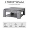 HOMCOM 2 Tier Wood Coffee Table Side Table Bottom Storage Shelf Simple Modern Living Room Grey Wood Grain