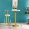 Stable High Marble Table Modern Round Bistro Cocktail Table with Solid Metal Frame Suitable for Living Room Canteen Coffee Shop Easy to Assemble