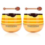 KYDA 2 Pcs Bee Balm Lip Mask Lip Balm Honey Pot Moisturizing Lip Mask for DayNight Lip Care Lighten Dark Lip Color Reduce Lip LinesWrinkle Lip Sc