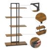 Meerveil Bookshelf, 5-Tier Floor Standing Bookcase, Asymmetrical Staggered Display Shelf, Plant Shelf, Industrial Style, for Living Room, Bedroom