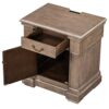 Merax Farmhouse Wood Night Stand with Drawer USB Ports and OutletsBedside End Table for Bedroom Living Room Brown Rubberwood Engineered 1 Set