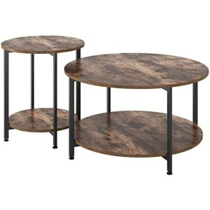 NXYJD Round Coffee Tables Set of 2 Bedside Table Industrial Side Tables End Tables for Living Room Bedroom