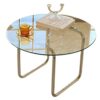 Nordic Modern Tempered Glass Coffee Table Side Table Metal Frame Stable Coffee Table Living Room Patio GardenSize70cmColorblack