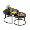 Modern Round Tempered Glass Nesting Tables Metal Frame Coffee Tables Living Room Table Sets Furniture