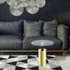 WALNUTA Style Living Room Side Tables Gold Teatable Sofa Endtable White and Black Side Coffee Table Color  Black