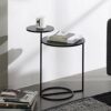 LQ Desk Nordic 2 Tier Storage Sofa Side Table Modern Living Room Small Round Coffee Table Metal Bedside Table Coffee Table