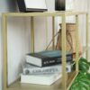 Home Sofa Tables Narrow End Table with Decorative Shelf 80cm Metal Long Table Living Room Hotel Office Console Tables Multilayer Storage Shelf Un