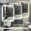 furduzz IL-02-70 Bathroom LED Mirror, 700x500mm Illuminated Backlit Bathroom Mirror with LED Light,Wall Mounted Vanity Mirror with 3 Color Light