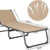 Homecall XXL Aluminium Sun Lounger, Textilene Fabric, 200 x 70 cm, Max Load 150 kg - Beige