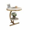 WODMB Marble Sofa Side Table Corner Table Living Room Sofa End Bedside Table Small Round Coffee Table