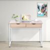 Wood Table Computer Desk Household Wood Computer Laptop Desk Table with Double Drawers for Living Room Office