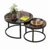 Modern Round Tempered Glass Nesting Tables Metal Frame Coffee Tables Living Room Table Sets Furniture